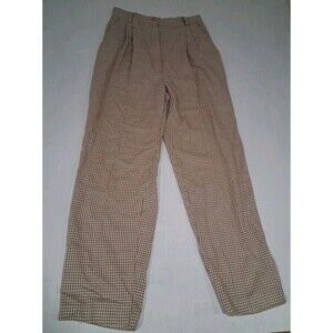 Vtg 80s Womens Orange Houndstooth Pleated Pants Slacks Jessica Scott 27"x28"
